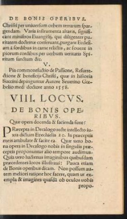 VIII. Locus. De Bonis Operibus.