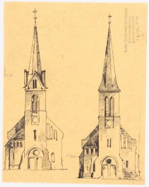 Kirche: 2 Ansichten von Westen