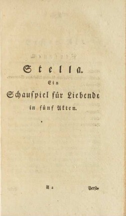 Stella. Ein Schauspiel für Liebende in fünf Akten