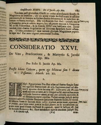 185-194, CONSIDERATIO XXVI. De Vita, Praedicatione, & Martyrio S. Jacobi Ap. Ma.