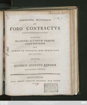 Dissertatio Inavgvralis De Foro Contractvs