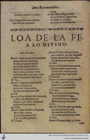 Loa de la Fe, a lo divino.