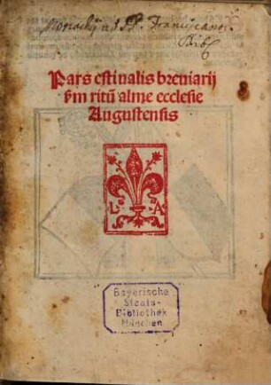 Breviarium Augustense ... : P. Hyem. et aest., 2