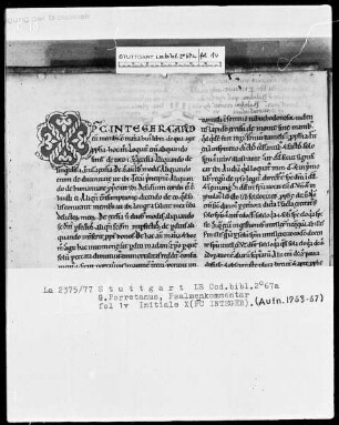 Gilbertus Porretanus, Commentarius in Psalmos 1-75 — Initiale X, Folio 1verso
