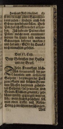 Das VI. Cap. Vom Gebrechen des Halses und der Brust.