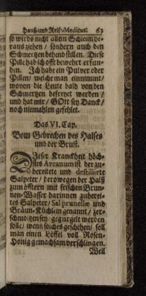 Das VI. Cap. Vom Gebrechen des Halses und der Brust.