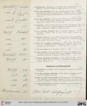 Skulpturen und Kleinplastik (Nr. 294-325)