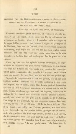 XVIII. Stichting van den Nederlandschen handel in Goezeratte, ...