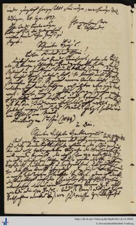 Brief von Johann Leonhard Hug an Franz Karl Grieshaber (01.06.1844)