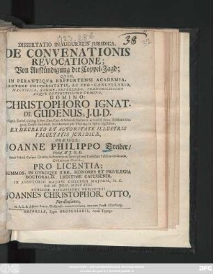 Dissertatio Inauguralis Juridica, De Convenationis Revocatione