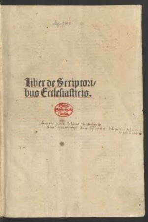 De scriptoribus ecclesiasticis. Mit Beig. von Johannes de Lapide und Sebastian Brant