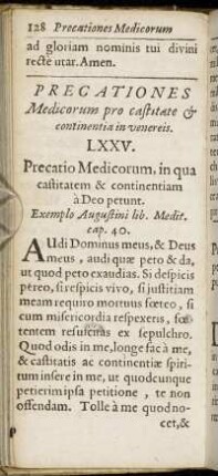 Precationes Medicorum pro castitate & continentia in venereis.
