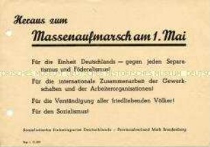 Aufruf der SED zur Mai-Demonstration