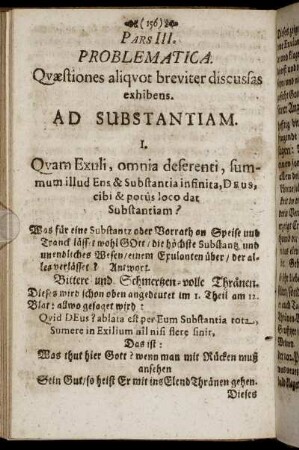 Pars III. Problematica. Quæstiones aliquot breviter discussas exhibens.