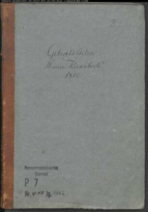 Zivilstandsregister der Mairie Riesenbeck (Geburten 1812 (2 Bände), Heiraten 1812, Todesfälle 1812 (2 Bände), GHT 1813, GHT 1814). (Gemeinde: Riesenbeck, Kreis Tecklenburg)