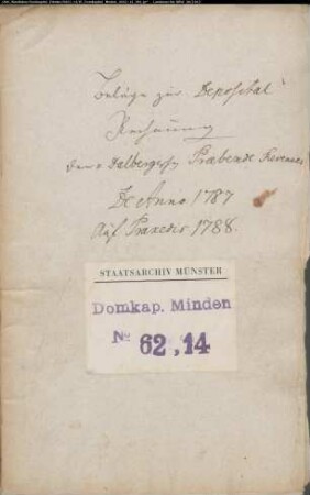 Belege zur Depositalrechnung 1787-1788