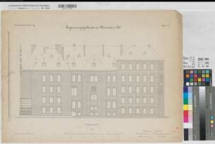 Münster (Münster) Regierungsgebäude (Inventarzeichnung) Blatt 13 Rückansicht 1890 1 : 100 50 x 68 Lithographie: Bogdan Gisevius, Berlin Niermann; Butz KSM Nr. 1310,13