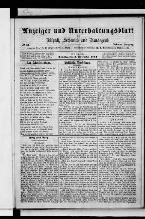 Anzeiger und Unterhaltungsblatt für Zülpich, Lechenich und Umgegend