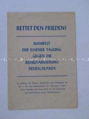 Propagandaschrift gegen die Remilitarisierung der Bundesrepublik Deutschlands