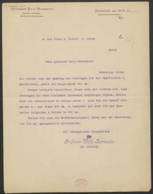 Brief an Ludwig Strecker  und B. Schott's Söhne : 25.09.1910
