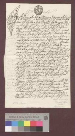 Leopold Holzing zu Malsch, Amtskeller, verkauft einen leeren Hausplatz zu Malsch um 60 Gulden an das Kloster Lichtenthal.