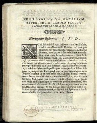 Dedikation an Carolo Trocto sacrae theologiae doctori