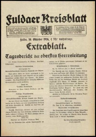 Ausgabe vom Dienstag, den 10. Oktober 1916.