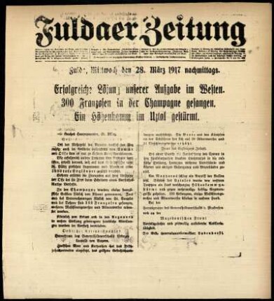 Ausgabe vom Mittwoch, den 28. März 1917.