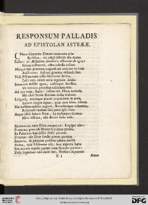 Responsum Palladis ad Epistolam Astraeae