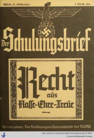 VI. Jahrgang, Folge 5: Der Schulungsbrief