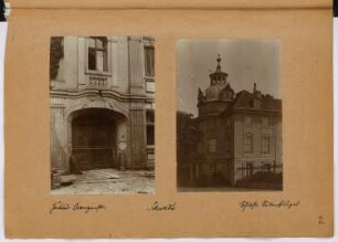 Haustür Orangenstraße, Schwedt/Oder. Schloss, Schwedt/Oder: Ansicht Haustür, Ansicht Seitenflügel Schloss (aus: Skizzen- und Fotoalbum 29)