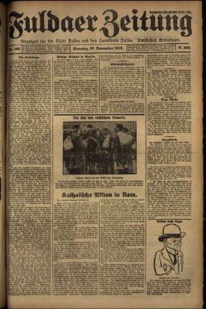 Erste Ausgabe vom Dienstag, den 19. November 1929.