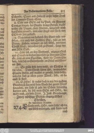 [23.] Zwey nöthige Bitten evangelischer Christen.