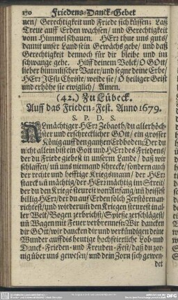 (42.) Zu Lübeck. Auff das Frieden-Fest. Anno 1679