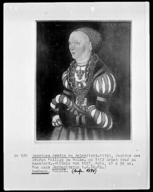 Ehebildnisse Ernst Graf zu Mansfeld und Dorothea Gräfin zu Solms — Dorothea Gräfin zu Solms