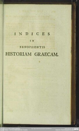 Indices In Xenophontis Historiam Graecam