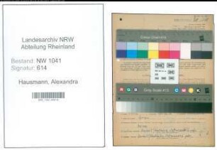 Entnazifizierung Alexandra Hausmann , geb. 16.12.1908 (Lehrerin)