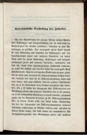 Uebersichtliche Darstellung des Inhaltes.