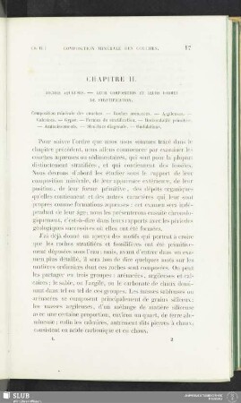 Chapitre II. Roches Aqueuses - Leur composition et leurs formes de stratification