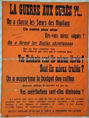 Französisches Plakat gegen die hohen Gehälter der Abgeordneten und Senatoren