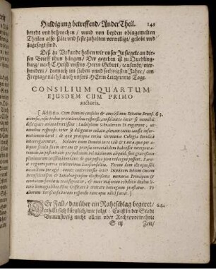 Consilium Quartum Eiusdem cum Primo auctoris