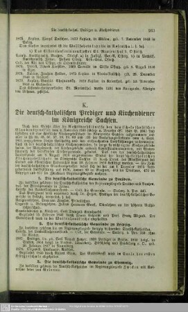 K. Die deutsch-katholischen Prediger und Kirchendiener im Königreiche Sachsen
