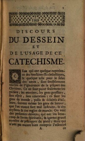 Catechisme Historique : Contenant en abregé l'Histoire sainte, & la doctrine Chrétienne. 1