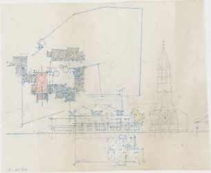 Döllgast, Hans; Ingolstadt; Pfarrzentrum Unsernherrn - Lageplan; Ansichten; Grundriss