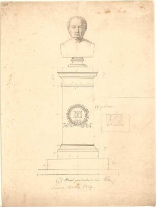 Métivier, Jean Baptiste; München; Prinz-Carl-Palais - Piedestal mit Büste König Max Josephs (Aufriss)