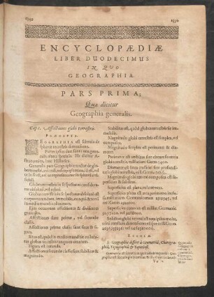 Encyclopaediae Liber Duodecimus In Quo Geographia.