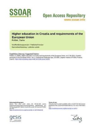 Higher education in Croatia and requirements of the European Union