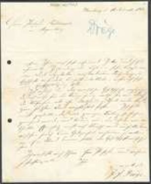 Brief von Jean François Drège an August Emanuel Fürnrohr