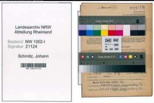 Entnazifizierung Johann Schmitz, geb. 01.03.1900 (Arbeiter)