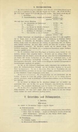 V. Unterrichts- und Bildungswesen